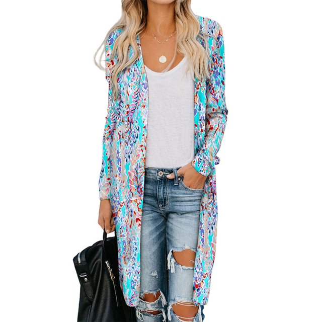 AAMILIFE Mode pour Femmes 2053 Cardigan en Tricot Douillet à devant Ouvert à Manches Longues Long