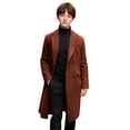 thumbnail image 2 of Cowsor Manteau Trench à Double Boutonnage pour Garçons, Revers Cranté, Long Caban Classique Décontracté, Pardessus d'Hiver, 2 of 7