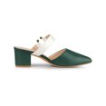 thumbnail image 3 of BLISSFUL STEP Mules pour Femmes Bout Pointu Bride à Boucle Talon Bloc Chaussures à Enfiler Vert Blanc 10, 3 of 7