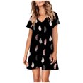 thumbnail image 2 of SMihono Robes d'Été Bohémiennes pour Femmes Grande Taille Mode Décontractée Col en V Imprimé Floral Manches Courtes Robe Ample, 2 of 7