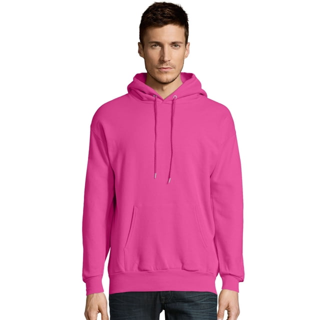 Hanes Mens ComfortBlend EcoSmart Pullover Hoodie Sweatshirt, M, Wow Pink