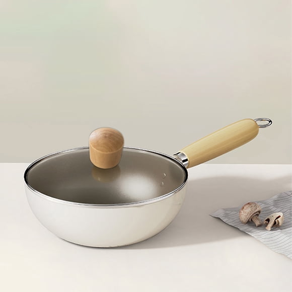 Titanium Crystal Ceramic Frying Pan Nonstick Stovetop Safe Wok for Stir Fry, Egg, Soup, One Person Lightweight Cooking