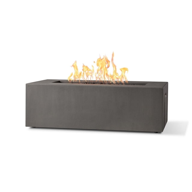 Real Flame Estes Foyer au propane Rectangulaire de 60 Pouces en Gris avec Flammes Ajustables, Fabriqué en Béton Renforcé Léger avec Compartiment de base Caché pour un Réservoir de propane de 11 lb, Offrant 60 000 BTU de Chaleur et Sécuritaire pour une Utilisation sur les Terrasses en Bois.