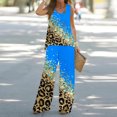 thumbnail image 2 of Mikilon Ensemble Stylé pour Femmes 2 Pcs Décontracté Ample Débardeur Imprimé Pantalon Long Sans Manches Col Rond Haut/chemise Ensemble Bleu-A m, 2 of 5
