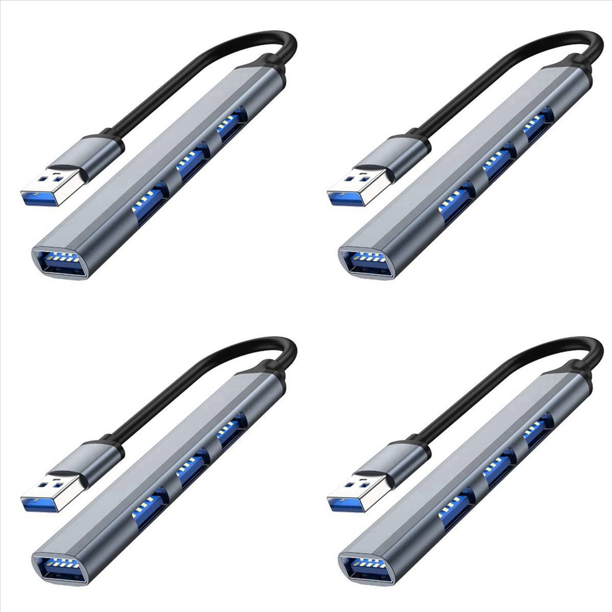 4X 4 Ports USB Hub Splitter Multi Hub USB to USB 3.0 Adapter USB Several Ports Power Adapter,4 x 4-port USB splitter,Gray