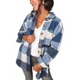 thumbnail image 1 of ORUYROP Womens Long Sleeve Plaid Shirts Flannel Lapel Button Down Shacket Jacket Coats, 1 of 5