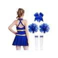 thumbnail image 2 of Alvivi Robe de Cheerleading pour Filles Enfants Tenue Uniforme de Cheerleader avec Pompons Chaussettes Costumes Ensemble A Bleu 8, 2 of 7