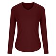 thumbnail image 4 of Timegard Womens Tops Fleece Lined Comfy Skinny Tops V Neck Thermal Underwear Fall Winter Solid Color, 4 of 6