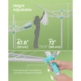 thumbnail image 4 of Séchoir Rétractable pour Parasols d'Extérieur – Hauteur Ajustable, Corde à Linge de 164 Pi pour 5 Brassées, Argent et Vert., 4 of 8
