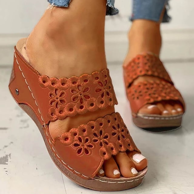 LSLJS Platform Sandals for Women Platform Wedges Sandals Womens Slip On Platform Slides Slippers Comfy Open Toe Sandals Summer Casual Flatform Platform Wedge Slides