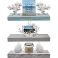 thumbnail image 1 of Sorbus Floating Shelf Set - Rustic Wood, Multi Color 3 Pack Floating Shelves. (White, Grey, Green), 1 of 8