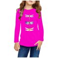 thumbnail image 1 of RXIRUCGD Chemises à Manches Longues pour Filles, Col Rond Mignon, Blouses Décontractées Élégantes (Rose Vif, Taille:9 Ans), 1 of 5