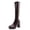 Brown, variant on Lovzfmll Knee High Boots Women, Plus Size Mid Calf Chunky Heel, Chunky Mid Heel Square Toe Leather Boots Casual Fall Brown Boots