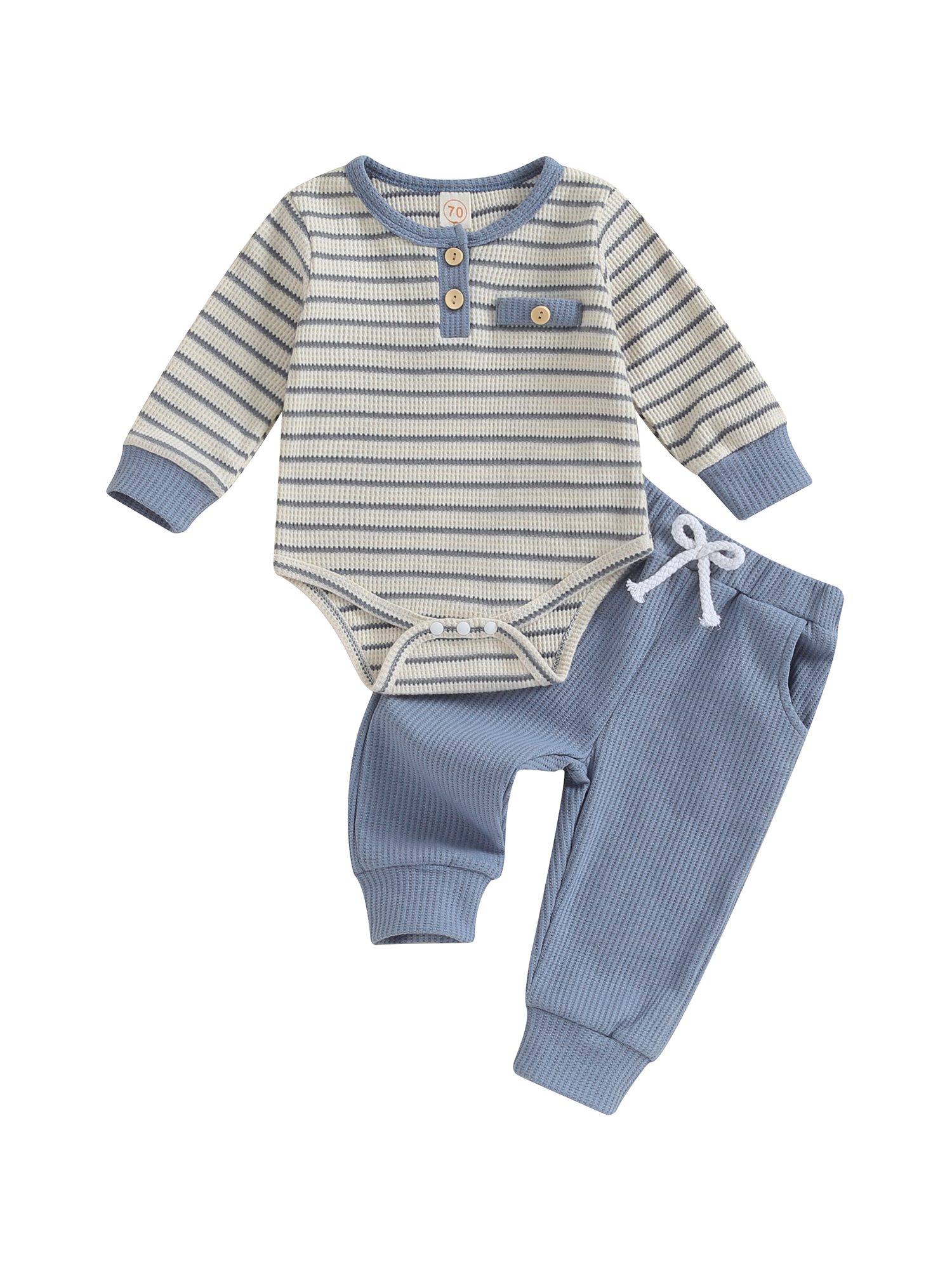 SUNSIOM Baby Boys 2PCS Pants Sets Long Sleeve Striped Romper and Solid Color Pants Sets