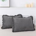 thumbnail image 4 of JML Velvet Quilt Set King Size 3 Pieces, Soft Velvet Diamond Pattern Bedspread Coverlet Quilted Bedding Set, with 2 Pillow Shams,Dark Gray, 4 of 7