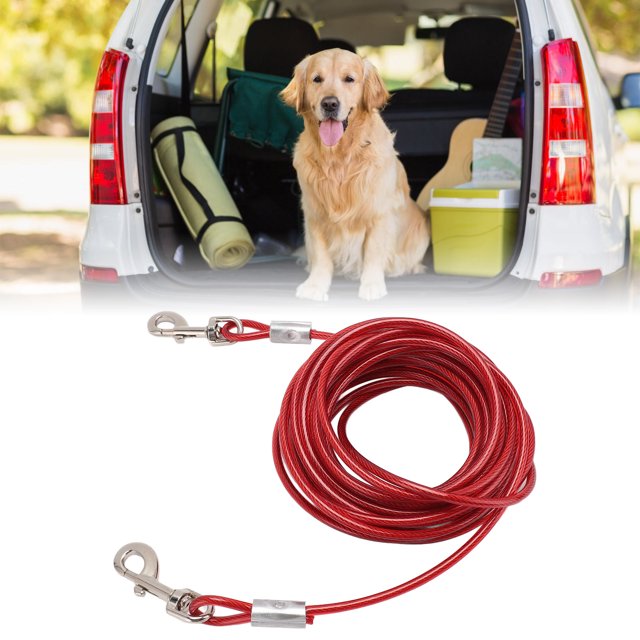 Double Head Bite Outdoor Camping Leash, Premium Steel Wire, Large Range Motion, Suitable For Small, Medium, Large Dogs, Made Of Steel Wire, PVC, Ideal For