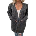 thumbnail image 3 of MesaSe Womens Long Sleeve Cable Knit Cardigan Sweaters Open Front Fall Outwear Coat, 3 of 8
