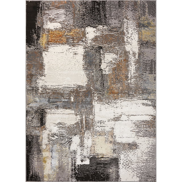 La Dole Rugs Cream Copper Gold Grey Metalic Rustic Abstract Patches Pattern Area Rug For Living Room Bedroom Dining Kitchen Tapis