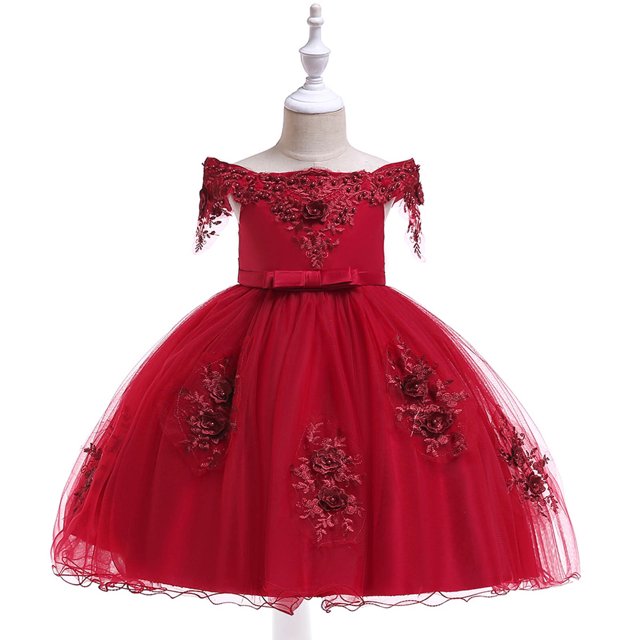 LSLJS Tulle Princess Robe de Demoiselle d'Honneur pour Fille, Fleurs, Robes de Fête de Mariage pour Tout-Petit et Bébé Fille, Robe en Tulle avec Nœud et Volants