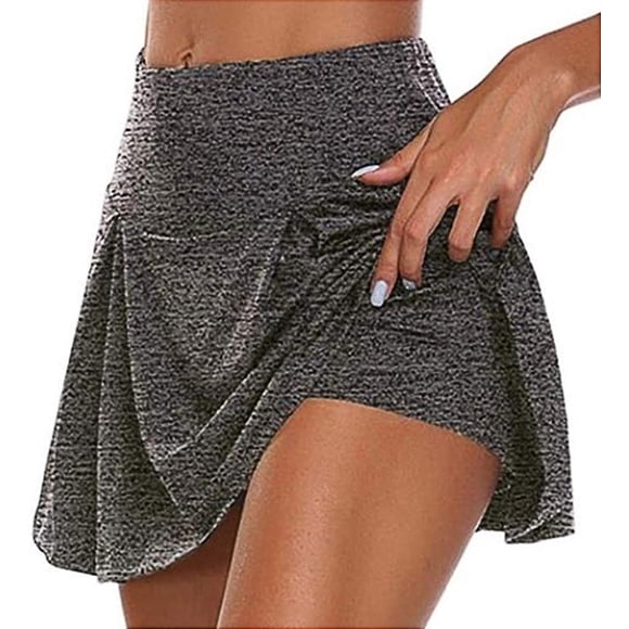 Women's Active Athletic Skort Fashion Stretchy Sports Skort Sexy Running Skirt Trouser Skirt Lightweight Skirt with Inner Shorts for Running Tennis Golf Workout Causal Use(Gray,4XL)