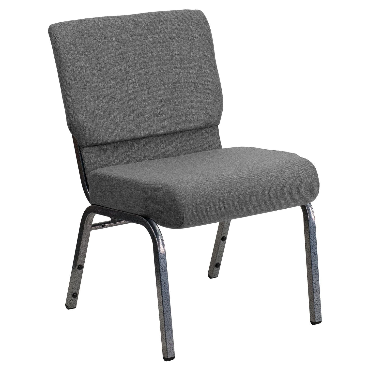 Flash Furniture Hercules Series Stacking Church Chair in Gray Fabric - Silver Vein Frame