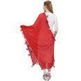 thumbnail image 4 of Phagun Dupatta en Mousseline Indienne Longue Étole Jeté à Franges Tour de Cou Chunni-Rouge, 4 of 5