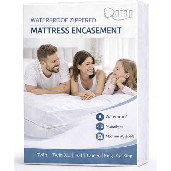 Zippered Mattress Encasement Twin XL Size Waterproof Mattress Protector with Zipper, Breathable & Noiseless Absorbent 6-Sided Mattress Cover