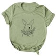 thumbnail image 3 of LUOGENLI T-shirts pour Femmes T-shirts Décontractés de Pâques Mignons Lapin et Fleur Imprimé Col Rond Manches Courtes T-shirts Amples Blouse Hauts T-shirts Graphiques TTG Grande Taille Saint-Valentin Vert TTG, 3 of 5