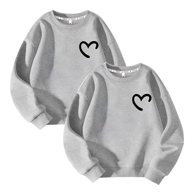 Posijego Lot de 2 Chandails Molletonnés Filles Garçons Col Rond Manches Longues Chandail Enfants Décontracté Athlétique Coton Chandails Molletonnés