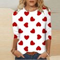thumbnail image 2 of cfhntfmh Valentines Chemises pour Femmes Mignonnes Blouses à Imprimé Cœur Chemise Manches 3/4 Tunique Décontractée Mode Hauts 2025, 2 of 4
