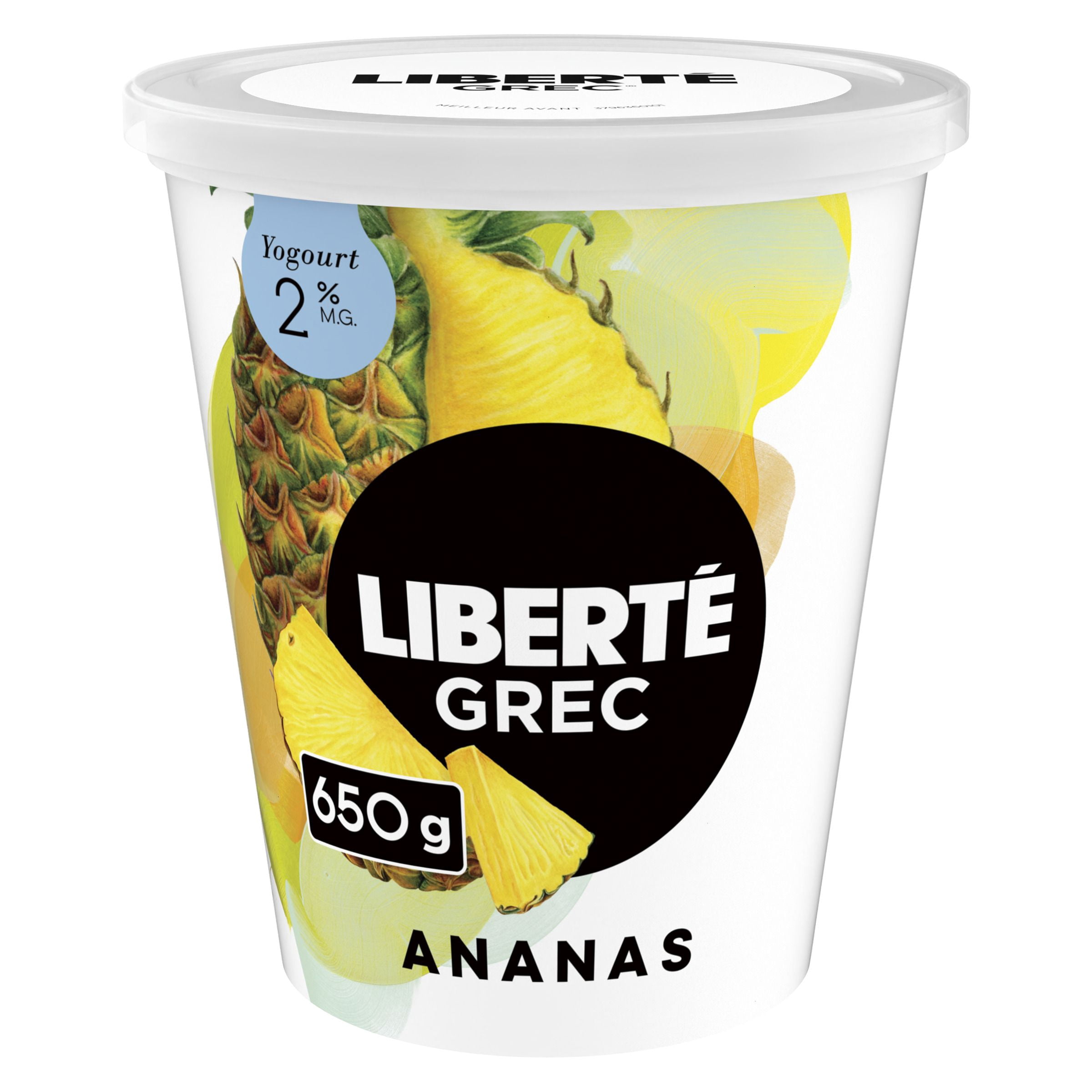 Liberté Grec Yogourt 2%, Extra Fruit Ananas, Teneur Élevée En Protéines, 650g