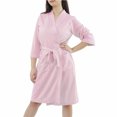 thumbnail image 1 of Unique Bargains Women's 3/4 Sleeve Kimono Robe Waffle Bathrobe with Pockets, 1 of 7