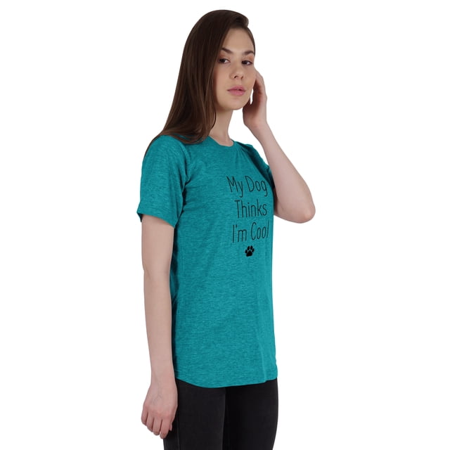 Inkmeso T-Shirt Graphique Femme Citation Mon Chien Pense Que Je Suis Cool