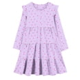 thumbnail image 4 of JDQJBZ Kids Long Sleeve Dress Heart Print Tiered Ruffle Casual Summer Outfit, 4 of 5