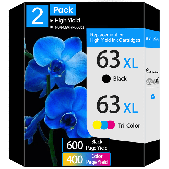 InnkX 63TG 63 Ink Cartouches / Fonctionne pour HP Ink 63 Noir et Tricolore Lot de 2 / Paquet Combo Couleur Noir