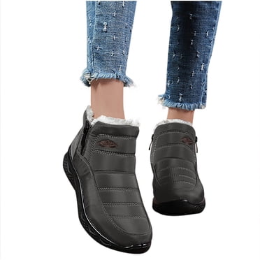 Pisexur Bottes d'Hiver pour Femmes, Botte d'Hiver avec Doublure en Fourrure Chaude et Confortable, Bottillons à la Cheville pour l'Extérieur, à Enfiler, Imperméables, Bottes Courtes