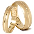 thumbnail image 1 of His & Hers Channel Brushed Wedding Band Ring Set 14K Yellow Gold, 1 of 1