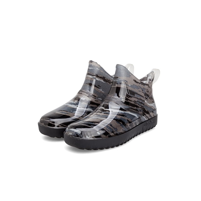 MAWCLOS Womens Garden Shoes Wide-Calf Rain Boots Lightweight Round Toe Waterproof Booties Slip Resistant Raining Work Shoe Camouflage Gray 9.5(M)
