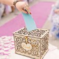 thumbnail image 4 of Wedding Card Box, DIY Gift Card Boxes with Lock and Card Sign Wooden Hollow Wedding Money Box Holder for Reception Weddings Baby Showers Birthdays Graduations Party Decorations, 4 of 8