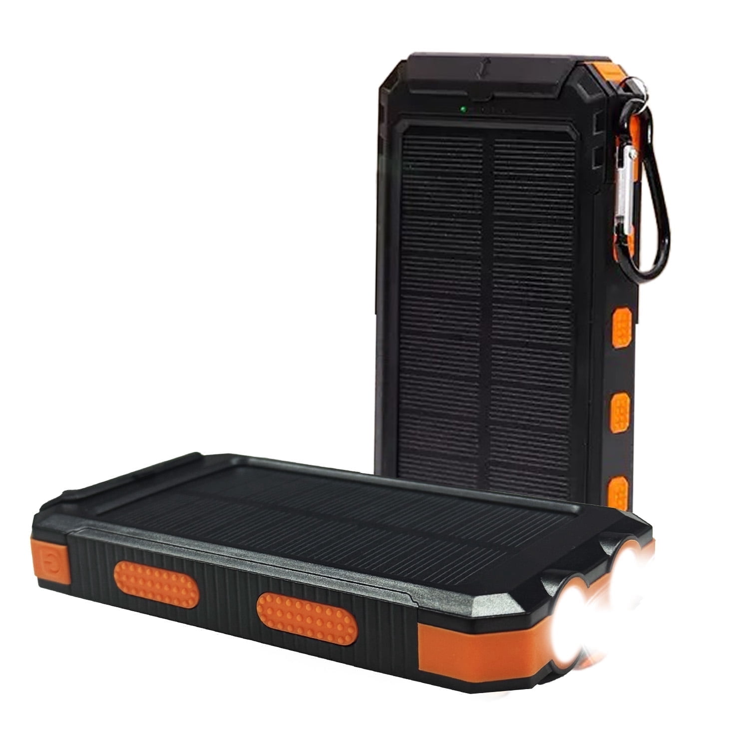 RBSTOSTO 36800mAh Solar Battery Pack - Dual 5V USB Outputs, LED Flashlights & Compass, Portable Charger for Phones Camping (Orange)​