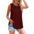 thumbnail image 2 of AherBiu Débardeurs pour Femmes Sans Manches Col Rond Couleur Unie Chic Décontracté Froncé Ample Confortable Basique Camis, 2 of 7