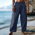 thumbnail image 2 of WRKEKC Casual Pants for Men Casual Pocket Drawstring Solid Color Elastic Waist Side Drawstring Cropped Pants for Daily Casual Outings Lounge Comfortable Wear, 2 of 6