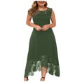 thumbnail image 2 of Jusqu'à 65 % de Rabais! Robes d'Été à la Mode pour Femmes 2024 Grande Taille Décontractées Unies à Col Rond Aguichant en Dentelle Sans Manches Amples à Enfiler, 2 of 7