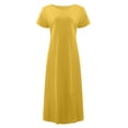 thumbnail image 4 of 2025 Robes d'Été Confortables et Amples pour Femmes avec Poches Couleur Unie Manches Courtes Robe Midi Petite Robe Longue, 4 of 6