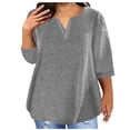 thumbnail image 1 of AherBiu Plus Size T Shirts for Women V Neck Loose Comfy Basic Tees Summer Workout Oversized Tshirt Tops, 1 of 6