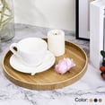 thumbnail image 4 of Unique Bargains 10" Wood Serving Tray Round Decorative Platter Home Kitchen Table, Black, 4 of 5
