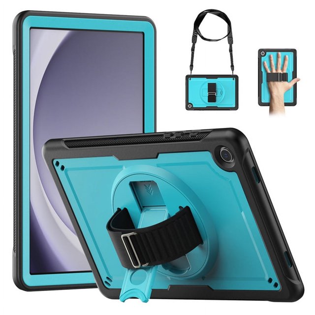 Case For Samsung Galaxy Tab A9 Plus 11 inch X216B Shockproof Tablet Cover For Tab A9 8.7 Inch 2023 X115 Funda Capa+Handle Strap Light Blue A9 8.7 inch 2023
