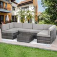 thumbnail image 1 of AECOJOY 7 PCS Patio Conversation Set, PE Rattan Wicker Outdoor Sectional Set with Cushions and Coffee Table, Patio Dining Set for Garden in Grey Rattan & Grey Cushion, 1 of 8