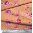 thumbnail image 3 of Soimoi Tissu Poly Georgette Feuilles, Roses et Pivoines Imprimés Floraux au Mètre 52 Pouces de Large, 3 of 3