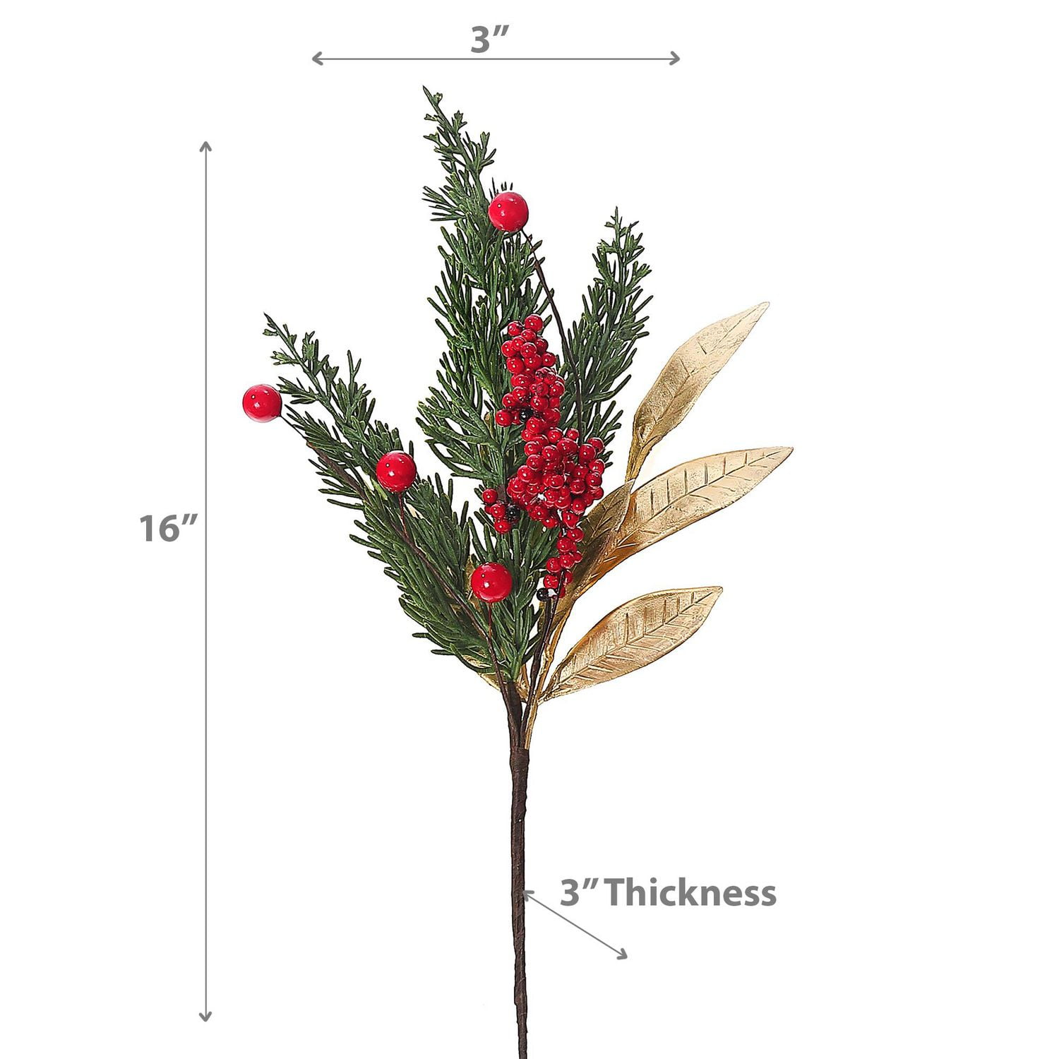 Feuilles D'Or De Noël Avec Baies Et Pic De Pin - Ensemble De 6
